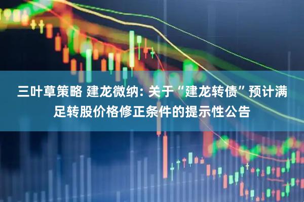 三叶草策略 建龙微纳: 关于“建龙转债”预计满足转股价格修正条件的提示性公告