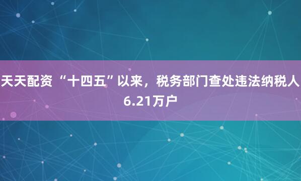 天天配资 “十四五”以来，税务部门查处违法纳税人6.21万户