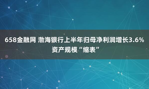 658金融网 渤海银行上半年归母净利润增长3.6% 资产规模“缩表”